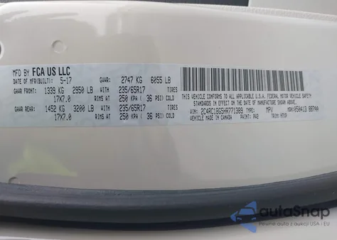 2017 Chrysler Pacifica Touring Plus z USA, uszkodzony, nr VIN 2C4RC1BG5HR771389